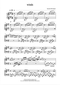 Sheet music for 'winds' by Garrett Davenport on white background